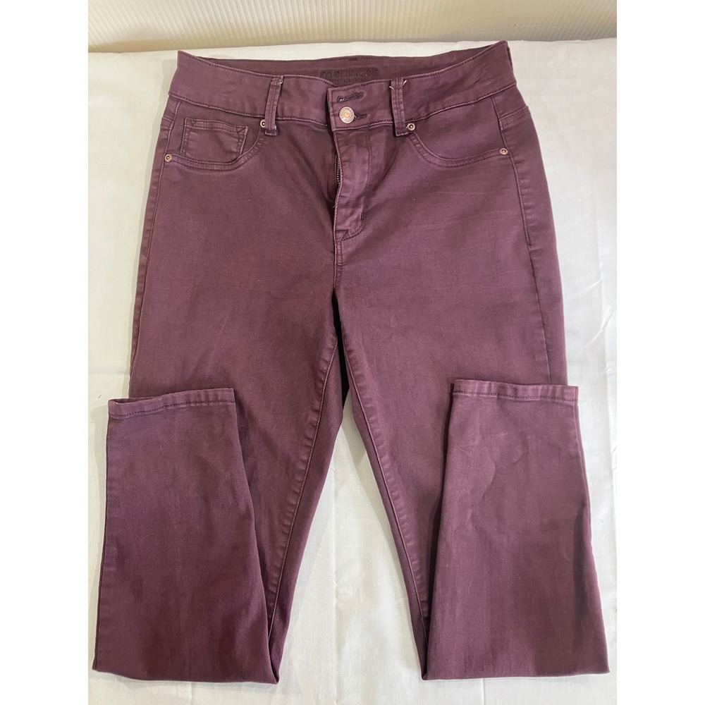 Maurices Womens High Rise Skinny Jeggings Plum Burgundy Medium Short Stretch